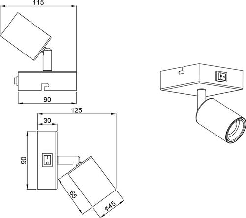 LED Wandspot - Trion Zuncka - E27 Fitting - Vierkant - Mat Zwart - Aluminium