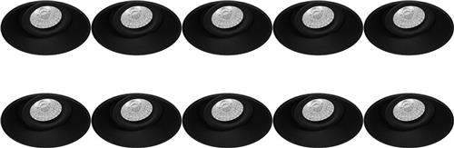 Spot Armatuur 10 Pack - Pragmi Nivas Pro - GU10 Inbouwspot - Rond - Zwart - Aluminium - Trimless - Kantelbaar - Ø150mm