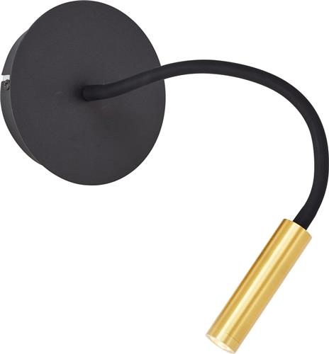 Brilliant Jutta - Wandlamp - LED 4.1W met flexibele arm en schakelaar - Zwart/Goud