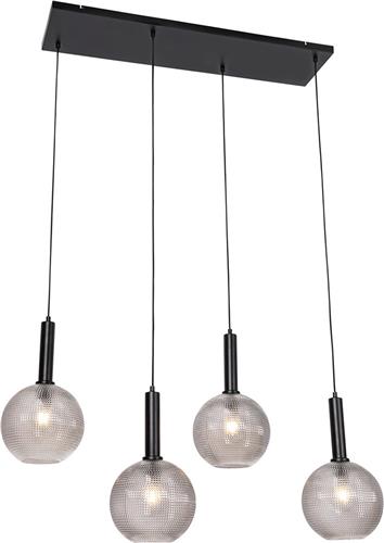 QAZQA chico - Design Hanglamp eettafel voor boven de eettafel | in eetkamer - 4 lichts - L 110 cm - Zwart - Woonkamer | Slaapkamer | Keuken