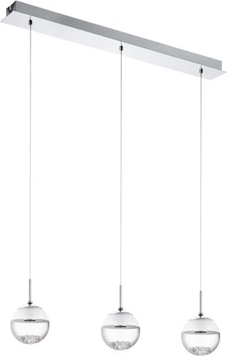 EGLO Montefio 1 - Hanglamp - 3 Lichts - LED - Chroom - Glas, Kristal - Wit, Helder