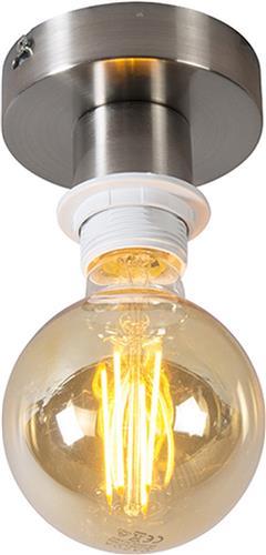 QAZQA combi - Moderne Plafondlamp - 1 lichts - Ø 100 mm - Staal - Woonkamer | Slaapkamer | Keuken