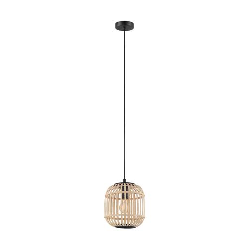 EGLO Bordesley Hanglamp - 1 lichts - Ø21cm. - E27 - bamboe, rotan - Zwart, bruin