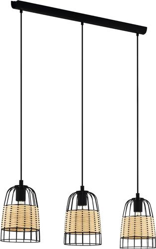 EGLO Anwick Hanglamp - E27 - 88 cm - Zwart/Rotan