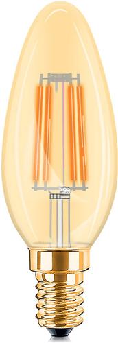 LED Lamp E14 Kaars Filament - Brinton - Amber 4W 360lm - 822 Zeer Warm Wit 2200K - C35 - Dimbaar | Vervangt 32W