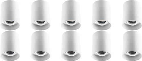 Opbouwspot 10 Pack - Pragmi Luxina Pro - GU10 Fitting - Opbouw Rond - Mat Wit - Aluminium - Verdiept - Kantelbaar - Ø90mm