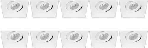 Spot Armatuur 10 Pack - Pragmi Nivas Pro - GU10 Inbouwspot - Vierkant - Wit - Aluminium - Trimless - Kantelbaar - 150mm