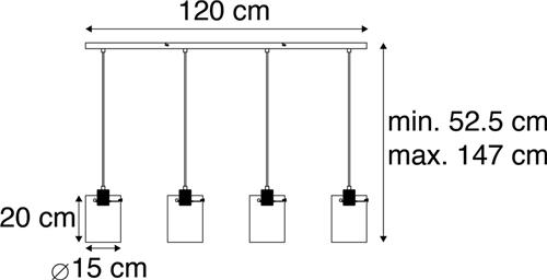 QAZQA dome - Moderne Hanglamp voor boven de eettafel | in eetkamer - 4 lichts - L 1200 mm - Brons - Woonkamer | Slaapkamer | Keuken