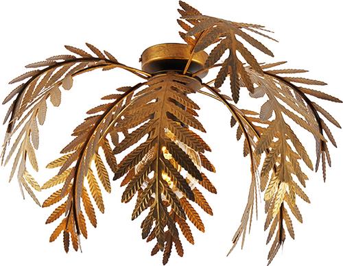 QAZQA botanica - Landelijke Plafondlamp - 1 lichts - Ø 45 cm - Goud/messing - Woonkamer | Slaapkamer