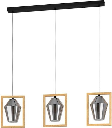 EGLO Viglioni Hanglamp - E27 - Hout;Staal;Glas - Zwart;Bruin