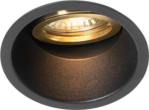 QAZQA alloy - Moderne Inbouwspot - 1 lichts - Ø 8.8 cm - Zwart Goud - Woonkamer | Slaapkamer | Keuken