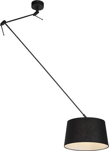 QAZQA blitz - Moderne Hanglamp met kap - 1 lichts - L 380 mm - Zwart - Woonkamer | Slaapkamer | Keuken