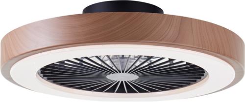 Brilliant Slimline - Plafondventilator - Met verlichting - LED 40W - 3000K-6500K - Dimbaar - Zwart met Houtstructuur rand - Zeer stil