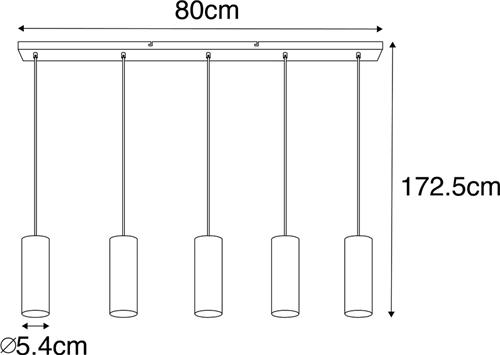 QAZQA jeana - Moderne Hanglamp eettafel - 5 lichts - L 800 mm - Zwart - Woonkamer | Slaapkamer | Keuken