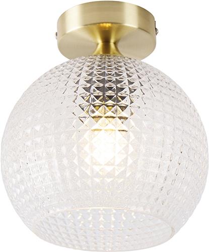 QAZQA sphere - Art Deco Dimbare LED Smart Plafondlamp incl. wifi met Dimmer - 1 lichts - Ø 20 cm - Goud/messing - Woonkamer | Slaapkamer | Keuken