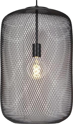 QAZQA bliss_mesh - Moderne Hanglamp eettafel - 1 lichts - Ø 350 mm - Zwart - Woonkamer | Slaapkamer | Keuken