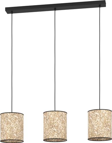 EGLO Butterburn Hanglamp - E27 - 86 cm - Zwart/Wit/Groen - Berkenbladeren