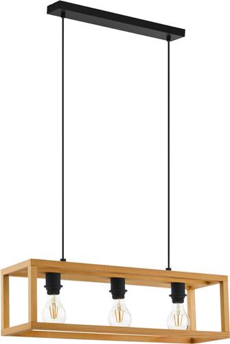 EGLO Blackcrown 1 Hanglamp - E27 - 70 cm - industrieel - Hout - Zwart/Bruin