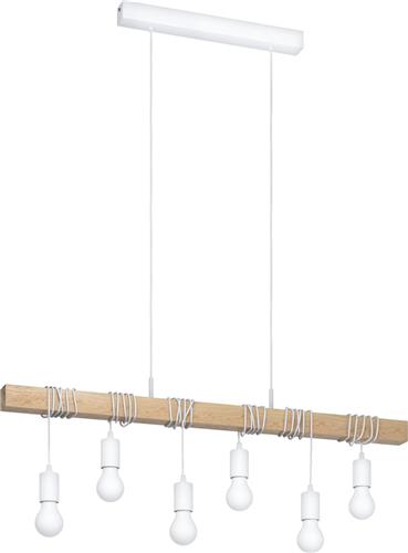 EGLO Townshend Hanglamp - E27 - 100 cm - Wit/Bruin