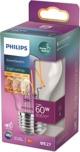 Philips LED lamp SceneSwitch Lichtbron - Fitting E27 - 3 stappen Dimbaar