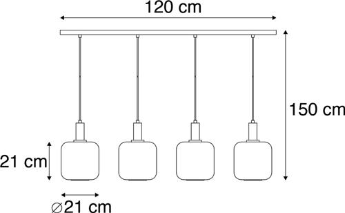 QAZQA zuzanna - Design Hanglamp eettafel voor boven de eettafel | in eetkamer - 4 lichts - L 120 cm - Zwart Goud - Woonkamer | Slaapkamer | Keuken