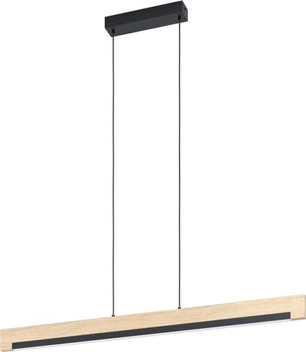 EGLO Camacho Hanglamp - LED - 110 cm - Zwart/Bruin - Dimbaar - FSC Hout