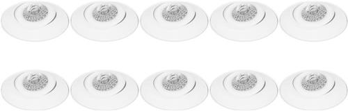 Spot Armatuur 10 Pack - Pragmi Nivas Pro - GU10 Inbouwspot - Rond - Wit - Aluminium - Trimless - Kantelbaar - Ø150mm