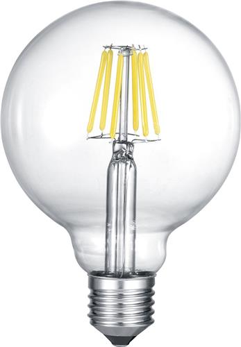 LED Lamp - Filament - Trion Globin - E27 Fitting - 8W - Warm Wit 2700K - Dimbaar - Transparent Helder - Glas