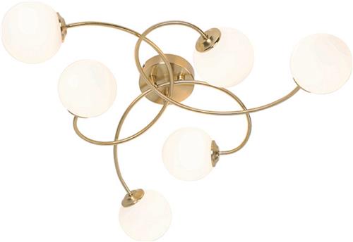 QAZQA athens-opal - Moderne Plafondlamp - 6 lichts - L 52 cm - Goud - Woonkamer | Slaapkamer | Keuken