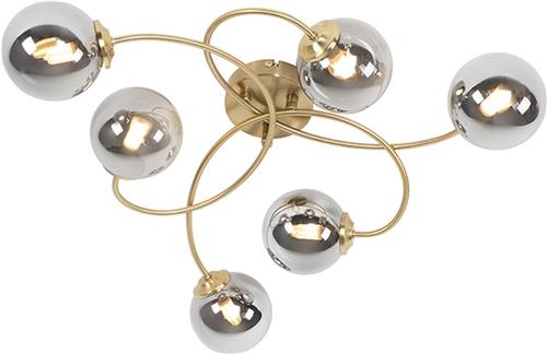 QAZQA athens - Landelijke Plafondlamp - 6 lichts - L 520 mm - Goud/messing - Woonkamer | Slaapkamer | Keuken