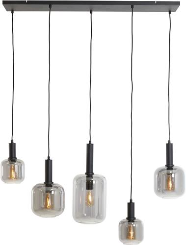 Light & Living Hanglamp Lekar - Smoke Glas - 110x22x32cm - 5L - Modern - Hanglampen Eetkamer, Slaapkamer, Woonkamer