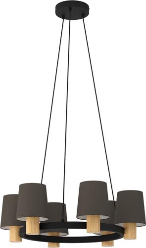 EGLO Edale Hanglamp - E27 - Ø 70 cm - Zwart/Bruin/Cappuccino