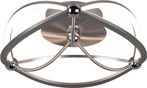 LED Plafondlamp - Plafondverlichting - Trion Charis - 20W - Warm Wit 3000K - Dimbaar - Rond - Mat Nikkel - Aluminium