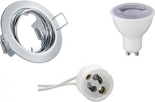 LED Spot Set - Trion - GU10 Fitting - Dimbaar - Inbouw Rond - Glans Chroom - 6W - Natuurlijk Wit 4200K - Kantelbaar Ø83mm