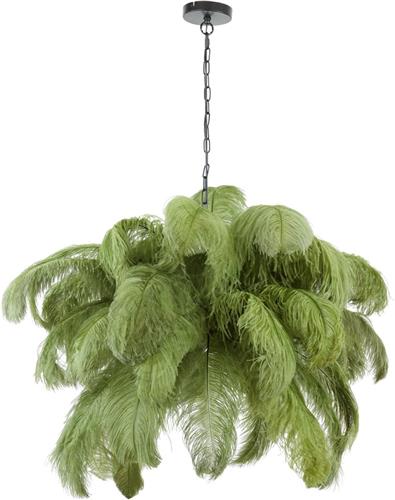 Light & Living Hanglamp Feather - Groen - Ø80cm - Landelijk - Hanglampen Eetkamer, Slaapkamer, Woonkamer