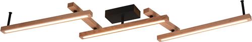 LED Plafondlamp - Trion Bulloni Up and Down- 36W - Aanpasbare Kleur - Afstandsbediening - Dimbaar - Rechthoek - Mat Bruin - Hout