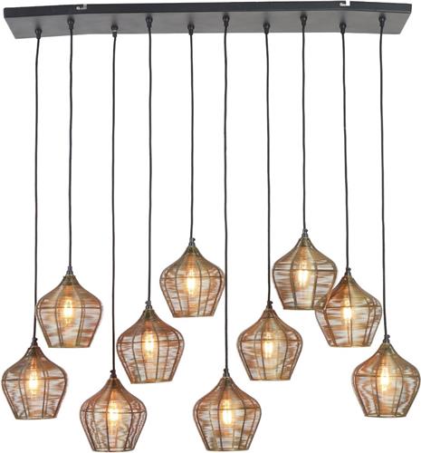 Light & Living Hanglamp Alvaro - Antiek Brons - 120x25x29,5cm - 10L - Modern - Hanglampen Eetkamer, Slaapkamer, Woonkamer