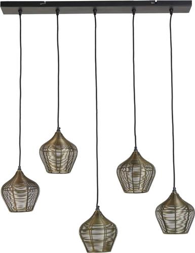 Light & Living Hanglamp Alvaro - Antiek Brons - 100x20x122cm - 5L - Modern - Hanglampen Eetkamer, Slaapkamer, Woonkamer