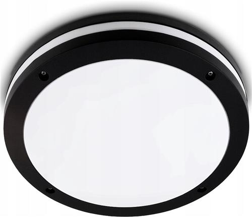 LED Plafondlamp - Badkamerlamp - Prixa Pauly - Opbouw - Rond - E27 Fitting - Spatwaterdicht IP44 - Mat Zwart - Kunststof