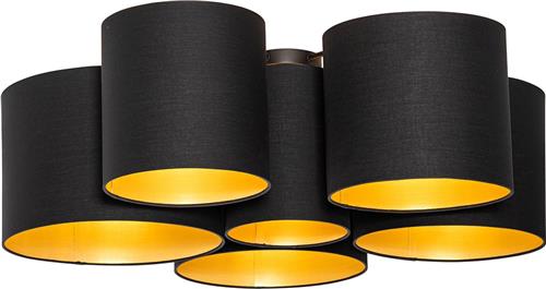 QAZQA multidrum - Moderne Plafondlamp - 6 lichts - L 92 cm - Zwart Goud - Woonkamer | Slaapkamer | Keuken