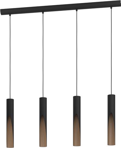 EGLO Barbotto Hanglamp - GU10 - 92,5 cm - Zwart/Bruin - Staal/Hout - FSC Hout