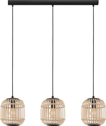 EGLO Bordesley Hanglamp - E27 - 91 cm - Zwart/Hout