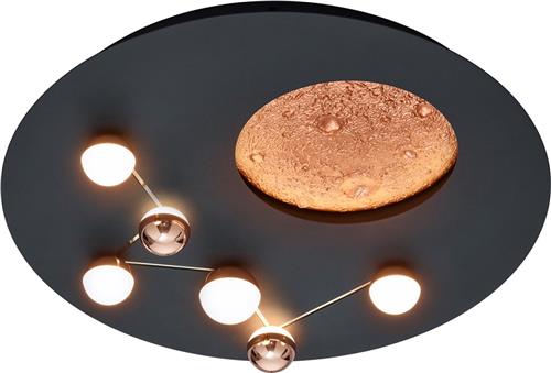 LED Plafondlamp - Plafondverlichting - Trion Zion - 42W - Aanpasbare Kleur - Dimbaar - Rond - Mat Zwart - Metaal