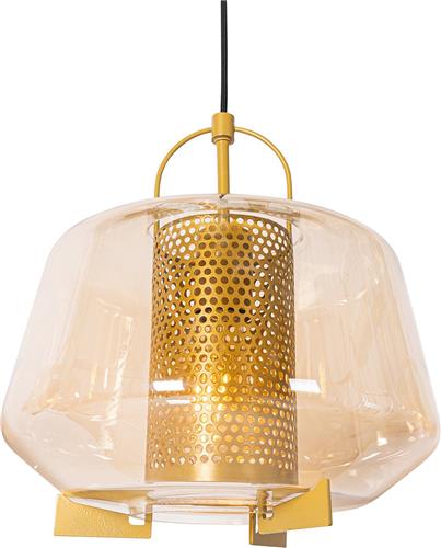 QAZQA kevin - Art Deco Hanglamp eettafel voor boven de eettafel | in eetkamer - 3 lichts - L 130 cm - Goud/messing - Woonkamer | Slaapkamer | Keuken