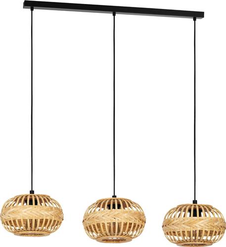 EGLO Amsfield 1 Hanglamp - E27 - 96 cm - Zwart/Hout