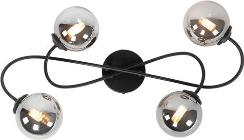 QAZQA athens - Landelijke Plafondlamp - 4 lichts - L 525 mm - Zwart - Woonkamer | Slaapkamer | Keuken