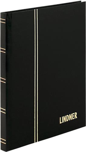 Lindner 1158 Postzegelalbum - Zwart - KLEIN formaat - 16,5 x 22 cm - 16 blz. witte bladen - Postzegels - insteekalbum - insteek - compact - stockboek