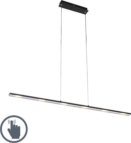 QAZQA platina - Design Dimbare LED Hanglamp met Dimmer voor boven de eettafel | in eetkamer - 1 lichts - L 1200 mm - Zwart - Woonkamer