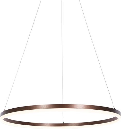 QAZQA anello - Moderne Dimbare LED Hanglamp met Dimmer voor boven de eettafel | in eetkamer - 1 lichts - Ø 80 cm - Brons - Woonkamer | Slaapkamer | Keuken