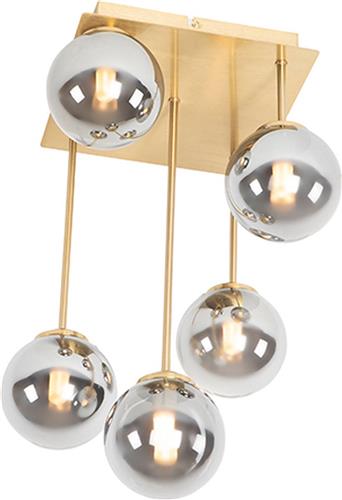 QAZQA athens - Landelijke Plafondlamp - 5 lichts - L 255 mm - Goud/messing - Woonkamer | Slaapkamer | Keuken